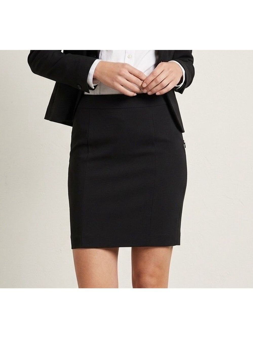 Lafayette 148 NY Straight Short Pencil Skirt Small Black Wool Office Career Chic